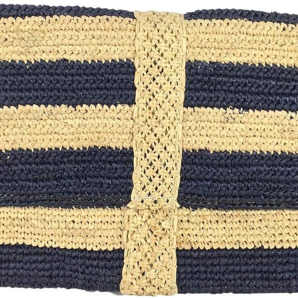 Mar Y Sol Women's Teresa Striped Raffia Straw Clutch - Picture 3 of 5